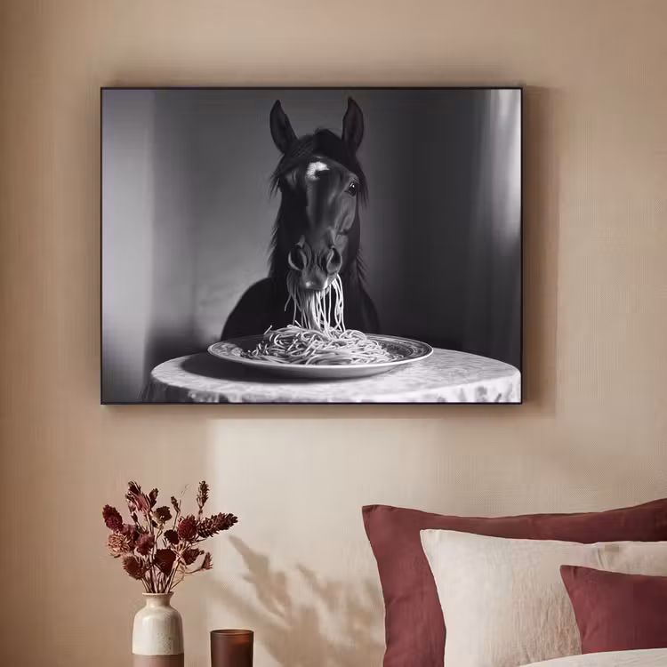 Art Frame - Paard - Bord - Pasta - Tafelkleed - Zwart Wit - Dieren — 3