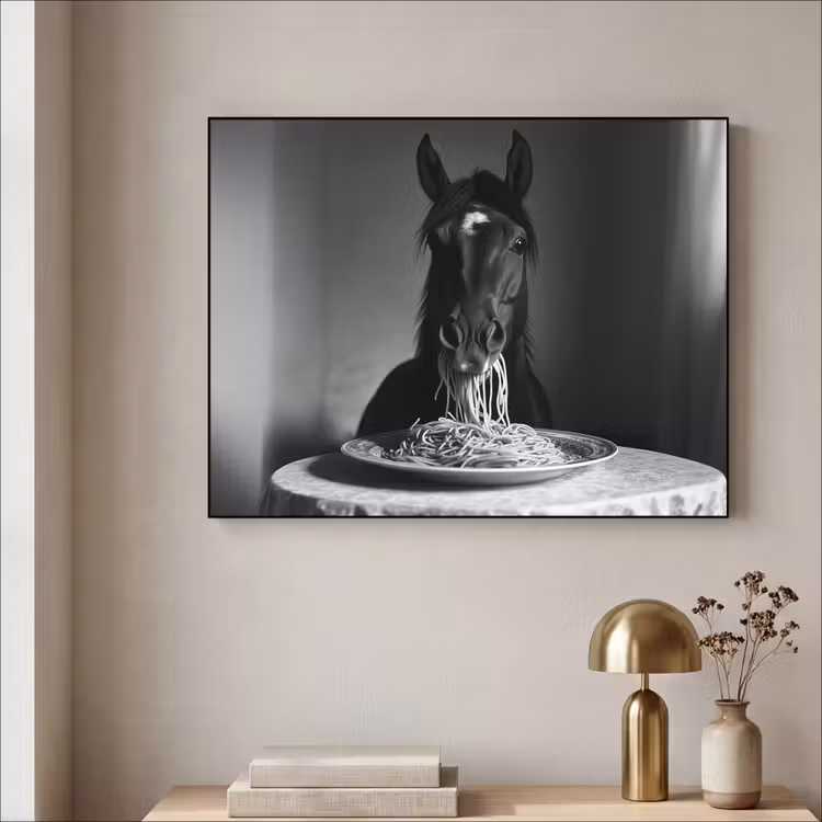 Art Frame - Paard - Bord - Pasta - Tafelkleed - Zwart Wit - Dieren — 5
