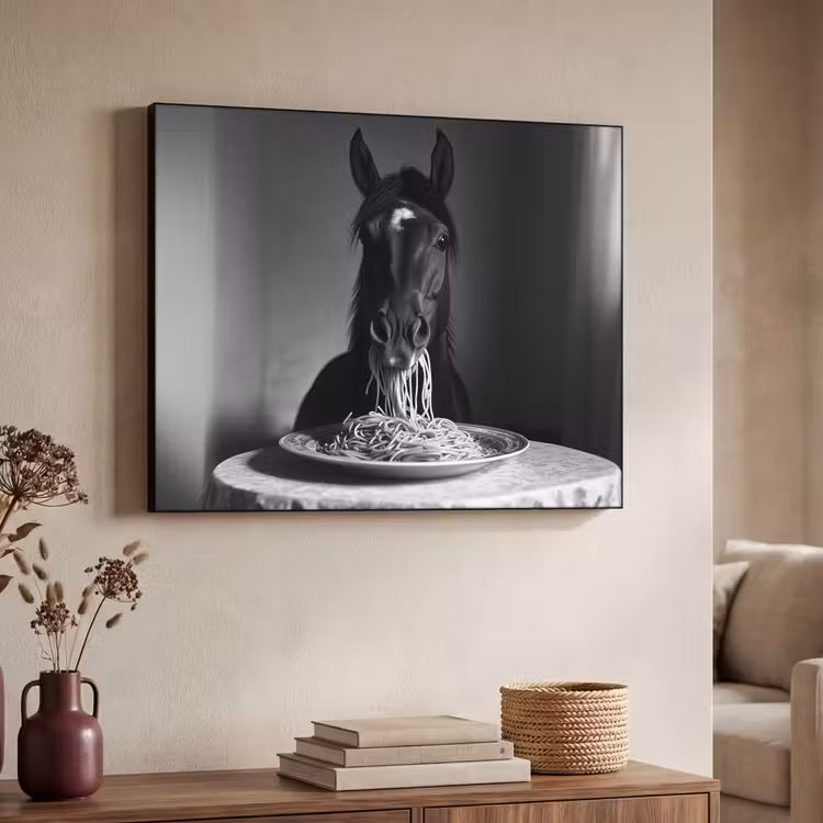 Art Frame - Paard - Bord - Pasta - Tafelkleed - Zwart Wit - Dieren — 7
