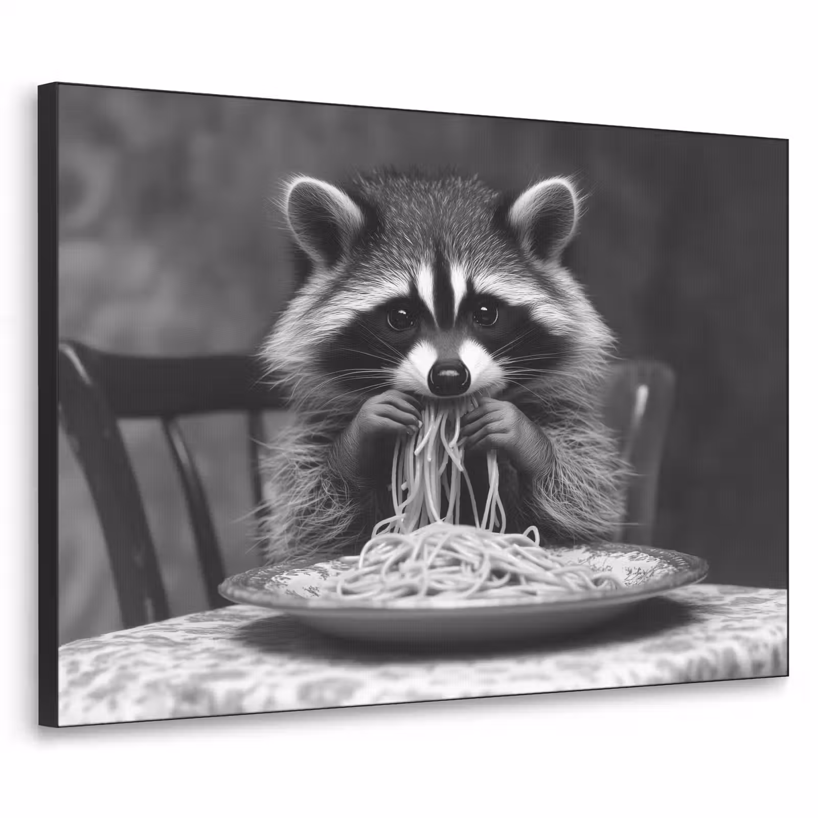 Art Frame - Wasbeer - Cute - Pasta - Tafelkleed - Zwart - Wit — 1