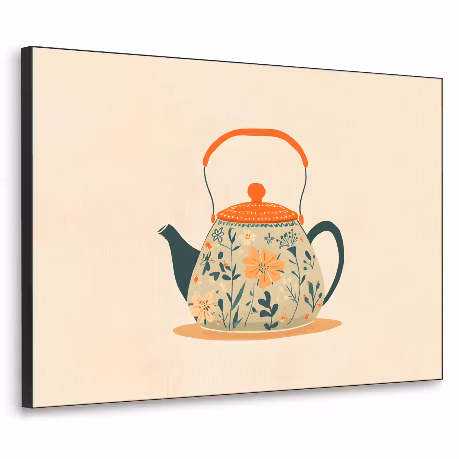 Art Frame - Oranje - Theepot - Bloemen - Bladeren — 1