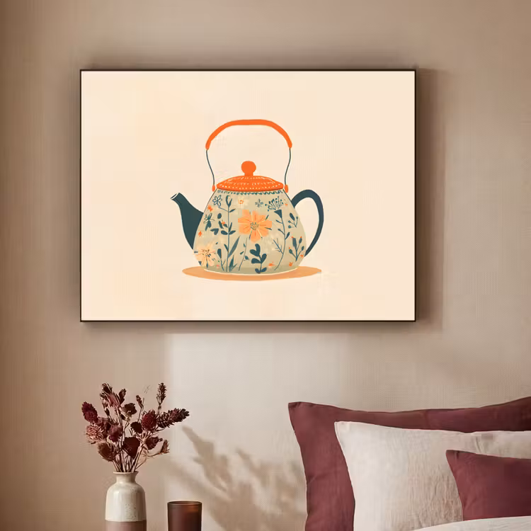 Art Frame - Oranje - Theepot - Bloemen - Bladeren — 3