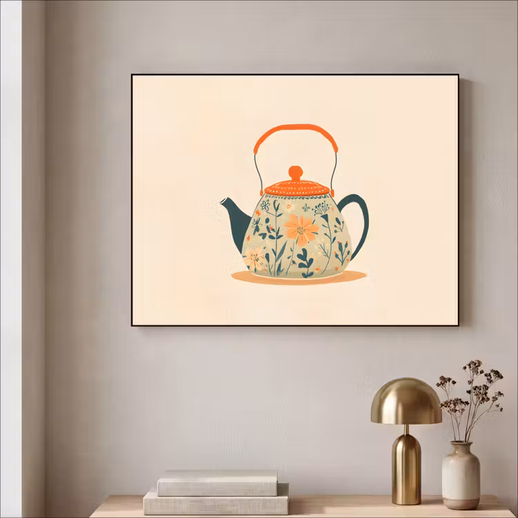 Art Frame - Oranje - Theepot - Bloemen - Bladeren — 5