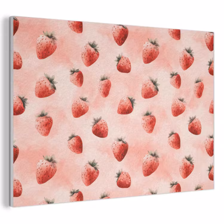 Akoestisch schilderij - Aardbei - Patroon - Roze — 1