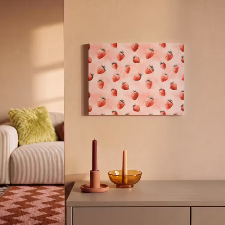 Akoestisch schilderij - Aardbei - Patroon - Roze — 2