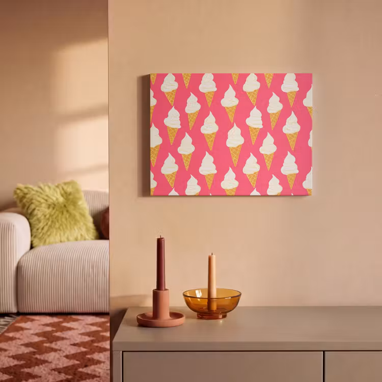 Akoestisch schilderij - Softijs - Horentje - Roze — 2
