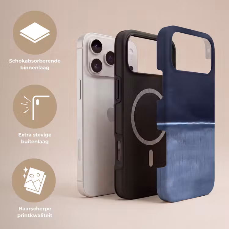 Telefoonhoesje Toughcase - Abstract - Horizontale lijn - Minimalistisch - Donkerblauw - Kunst — 3