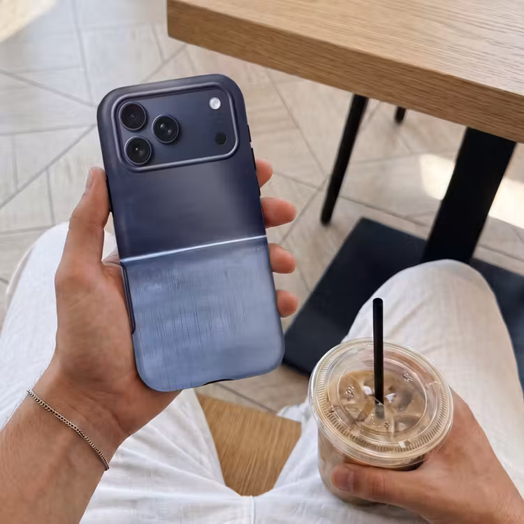 Telefoonhoesje Toughcase - Abstract - Horizontale lijn - Minimalistisch - Donkerblauw - Kunst — 4