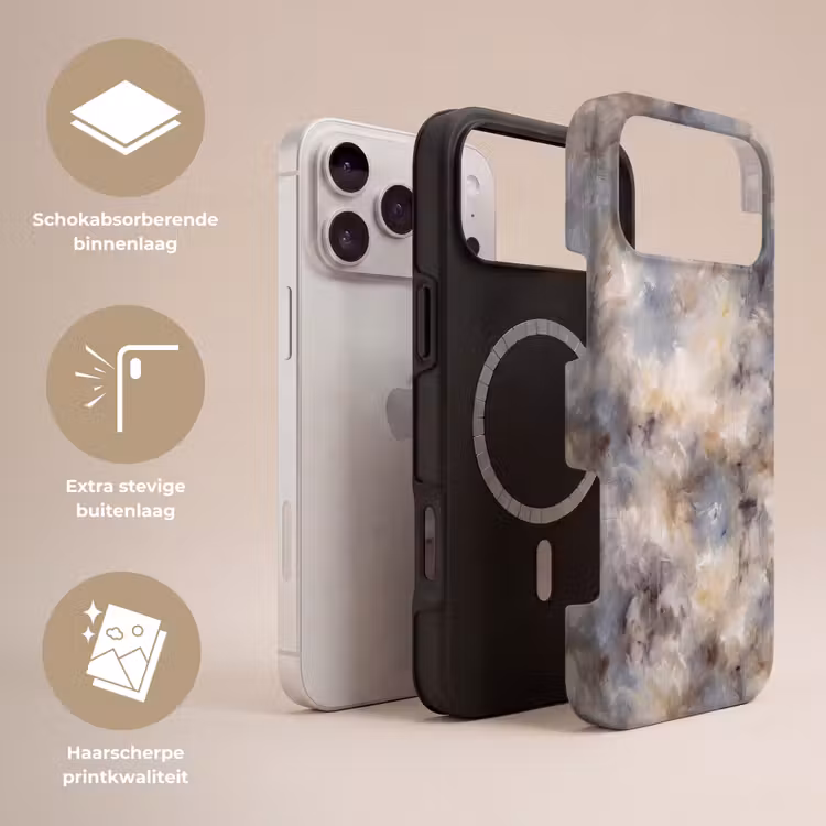 Telefoonhoesje Toughcase - Abstract - Wolken - Sfeervol - Beige - Grijs — 3