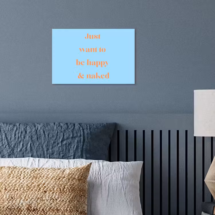 Poster - Blauw - Oranje - Just want to be happy & naked — 3