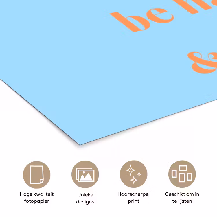 Poster - Blauw - Oranje - Just want to be happy & naked — 5