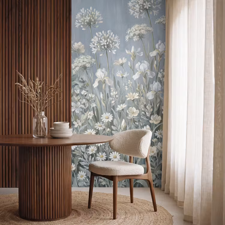Behang - Bloemen - Botanisch - Blauw — 4