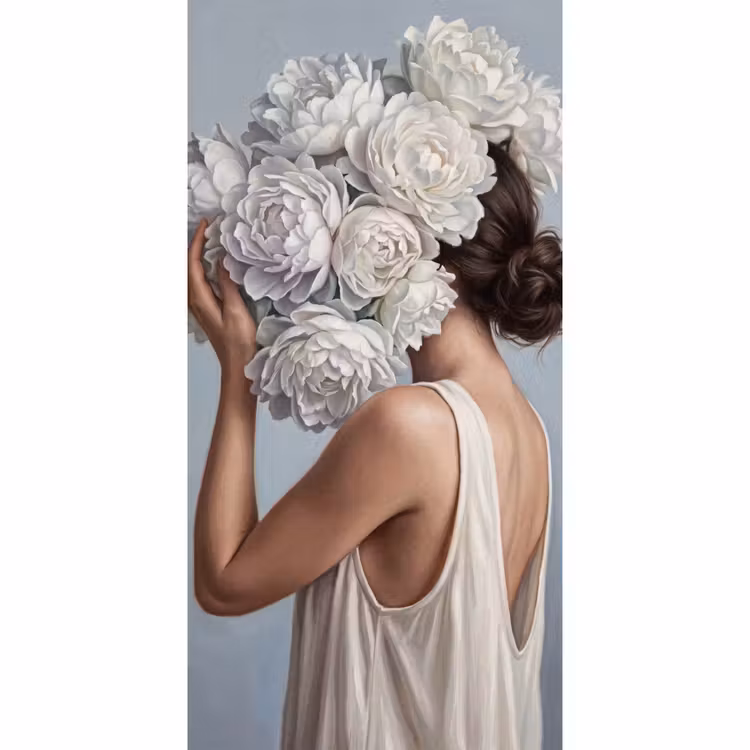 Behang - Bloemen - Vrouw - Wit — 2