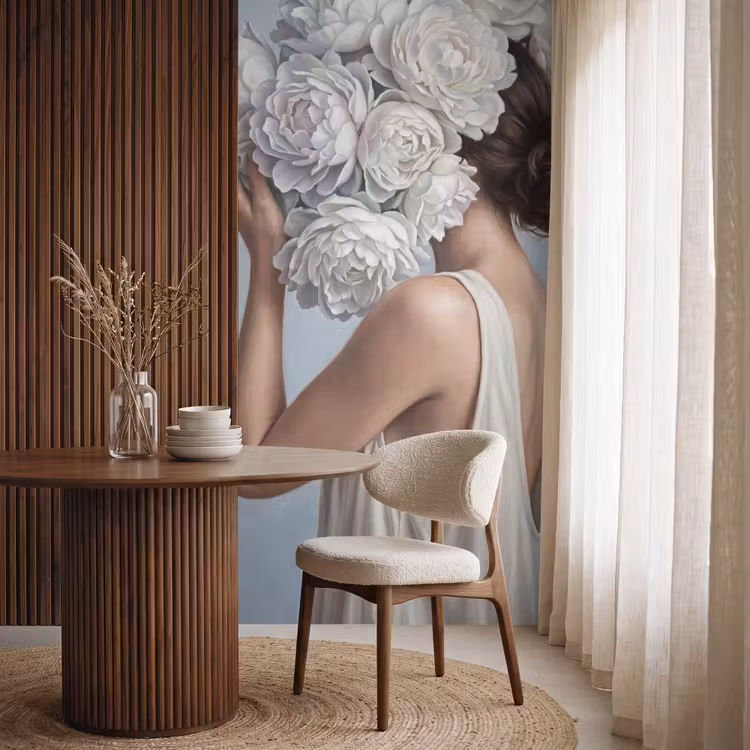 Behang - Bloemen - Vrouw - Wit — 4