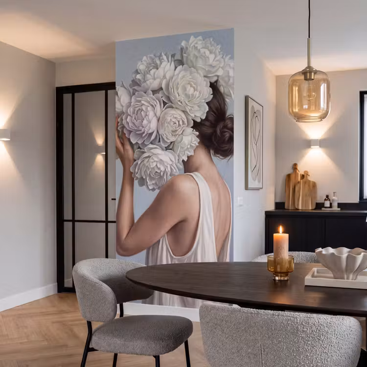 Behang - Bloemen - Vrouw - Wit — 5
