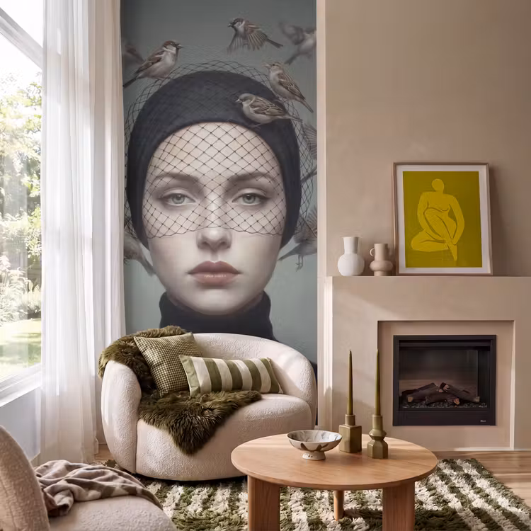 Behang - Portret - Vogels - Zwart — 1