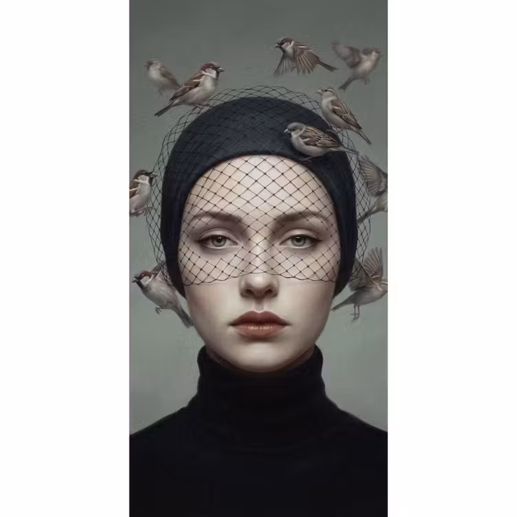 Behang - Portret - Vogels - Zwart — 2