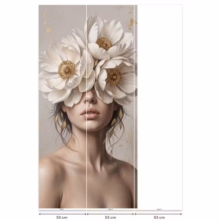 Behang - Vrouw - Pioenroos - Wit — 6