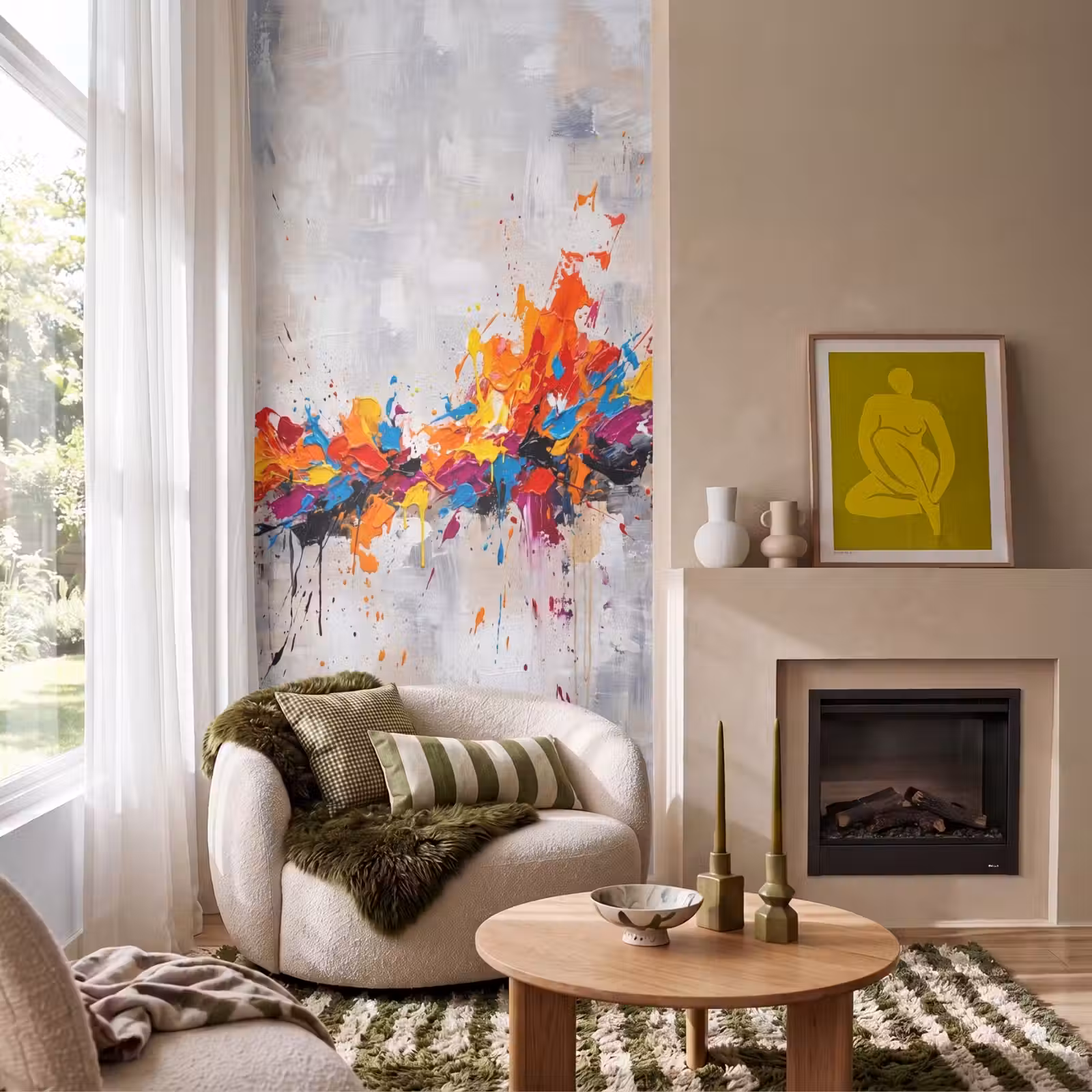 Behang - Abstract - Schilderij - Kleurrijk - Dynamisch — 1