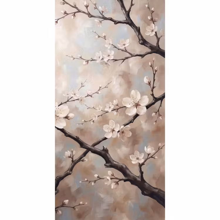 Behang - Bloesem - Takken - Schilderij - Beige - Serene — 2