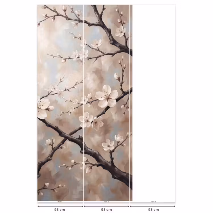 Behang - Bloesem - Takken - Schilderij - Beige - Serene — 6