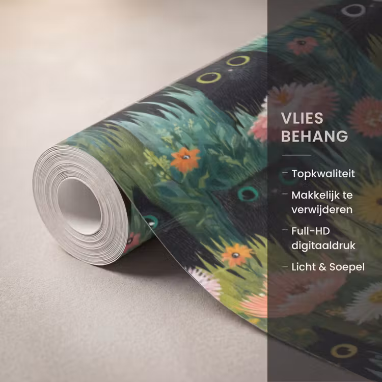 Behang - Katten - Bloemen - Kleurrijk — 3