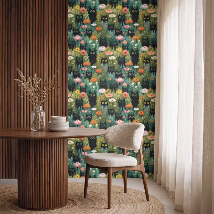 Behang - Katten - Bloemen - Kleurrijk — 4