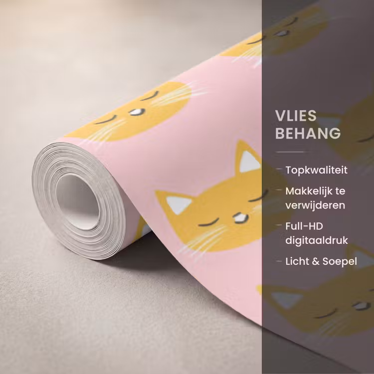 Behang - Katten - Patroon - Roze — 3