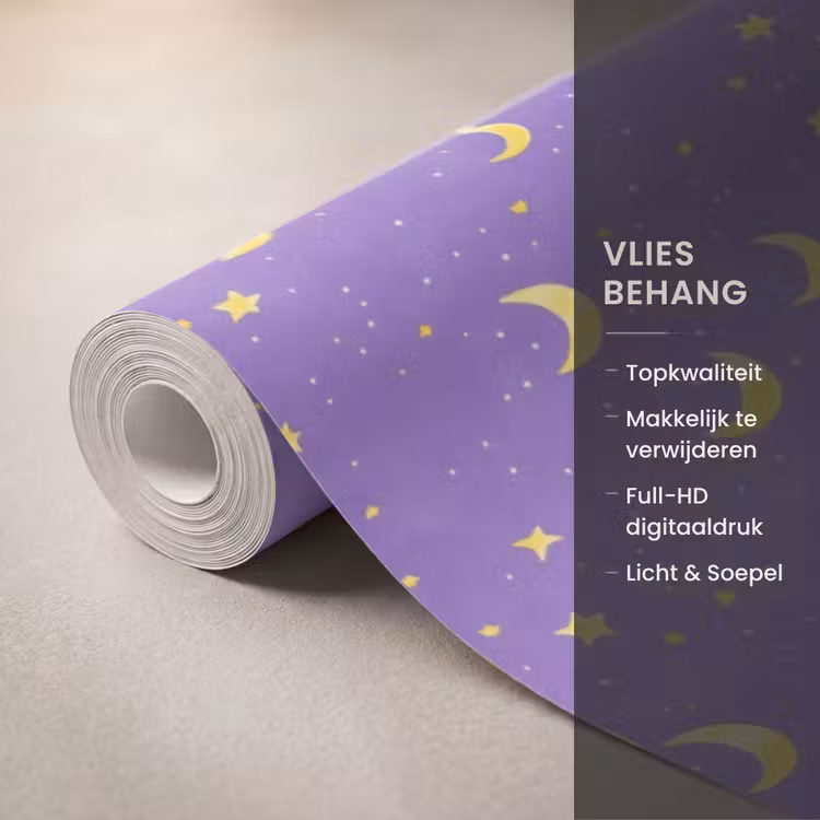 Behang - Manen - Sterren - Paars — 3