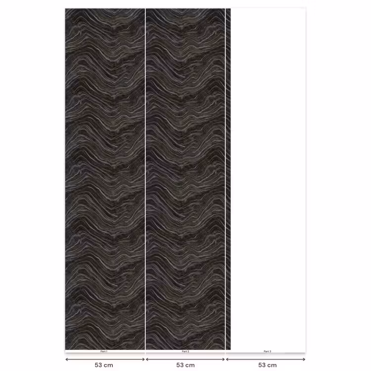 Behang - Zwart Marmer Golvende Lijnen — 6