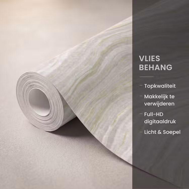 Behang - Marmer Golvende Lijnen Beige Groen — 3