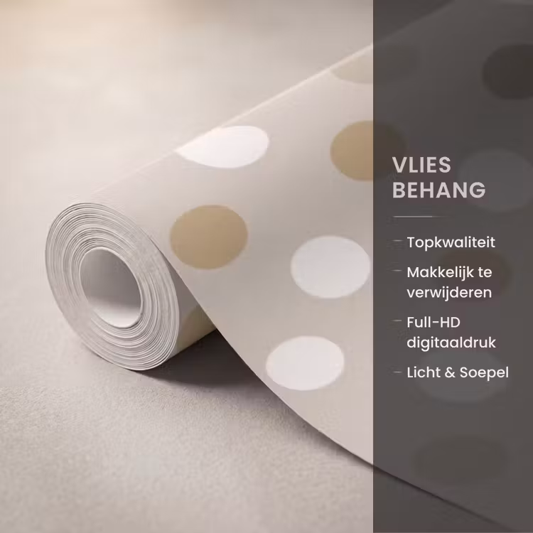 Behang - Polka - Dots - Beige — 3