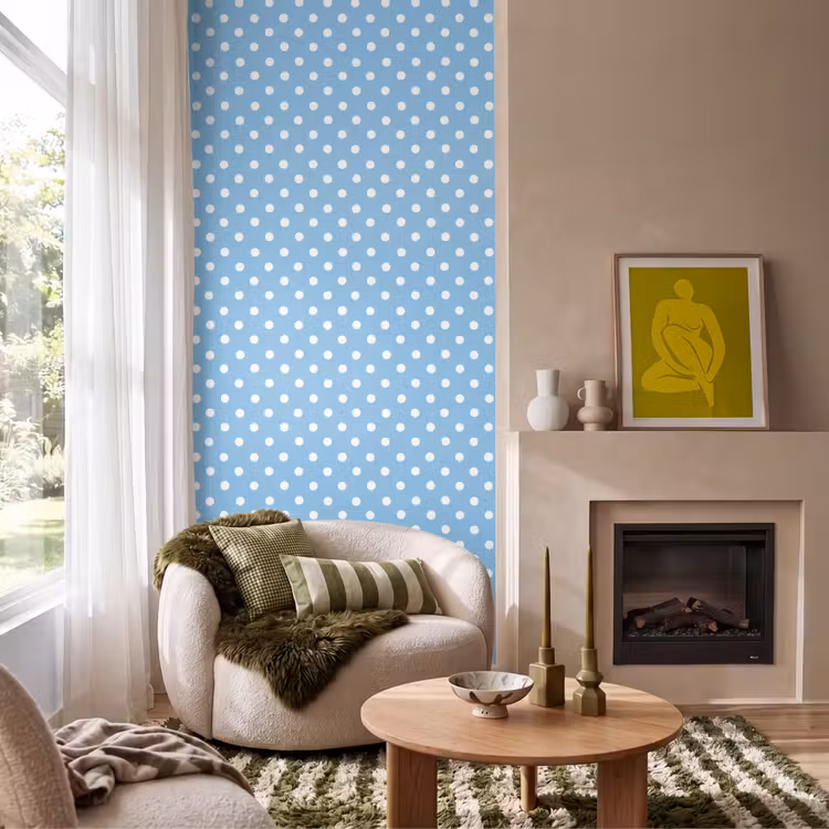 Behang - Polka - Dots - Blauw — 1