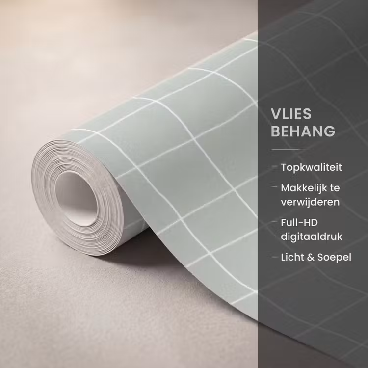Behang - Ruitpatroon - Golvend - Groen — 3