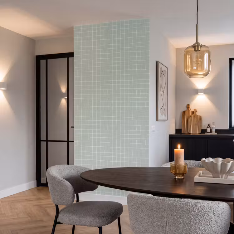 Behang - Ruitpatroon - Golvend - Groen — 5