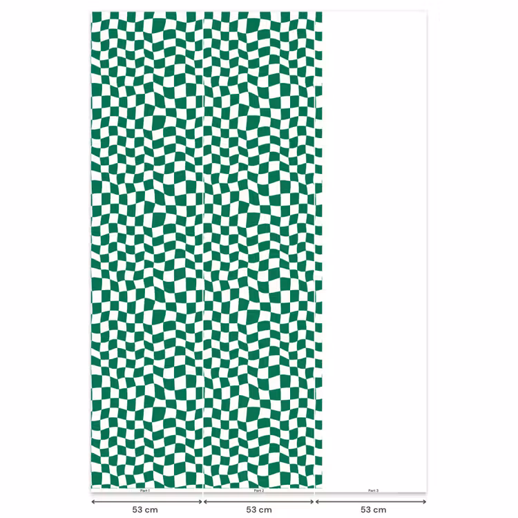 Behang - Schaakbord - Golvend - Groen — 6