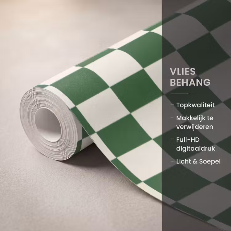 Behang - Schaakbord - Patroon - Groen — 3