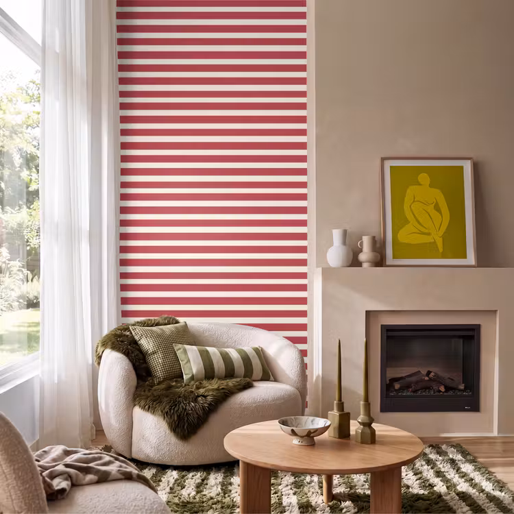 Behang - Strepen - Patroon - Rood — 1