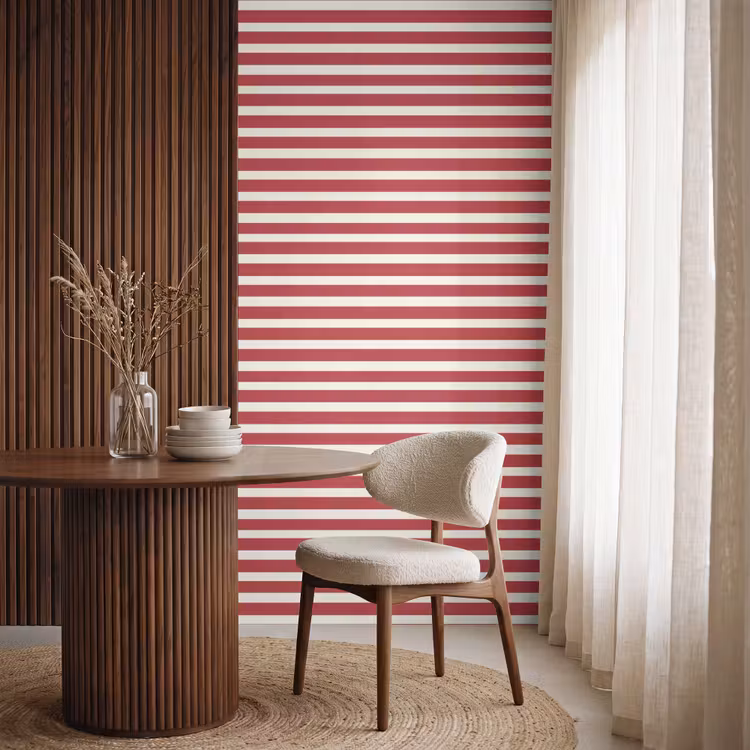 Behang - Strepen - Patroon - Rood — 4