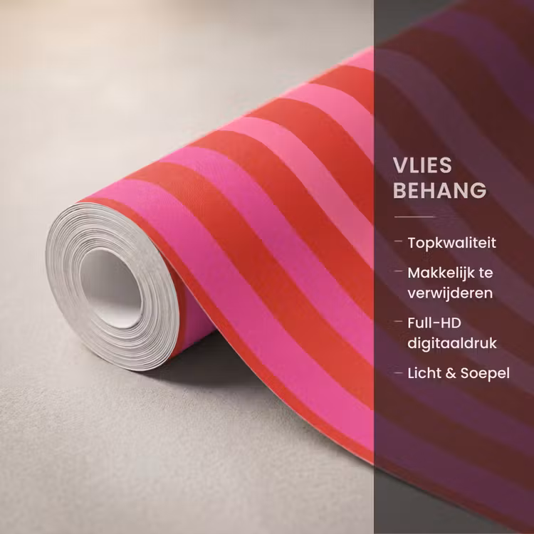 Behang - Verticaal - Strepen - Roze — 3