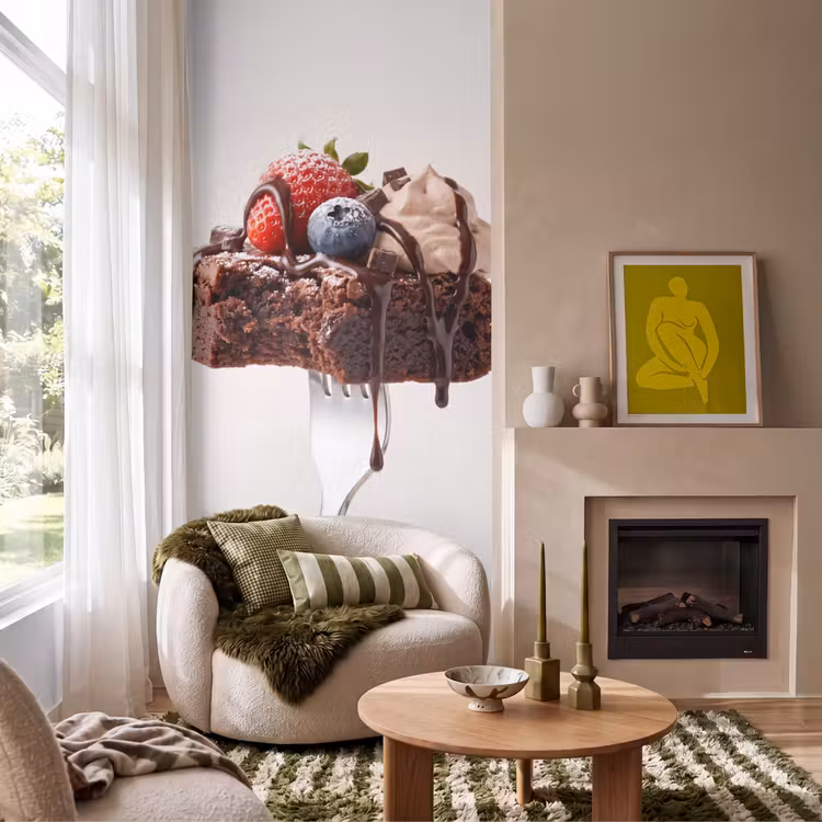 Behang - Vork - brownie - aardbei — 1