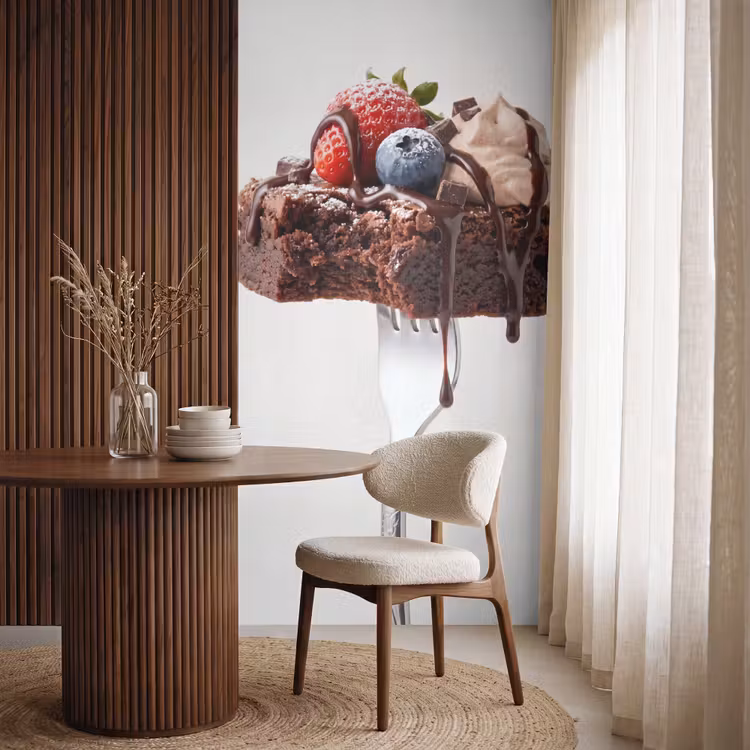 Behang - Vork - brownie - aardbei — 4