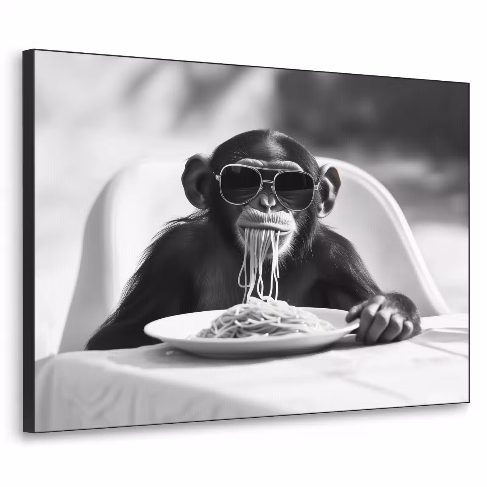Art Frame - Aap - Spaghetti - Zonnebril - Zwart wit - Cool - Dier — 1