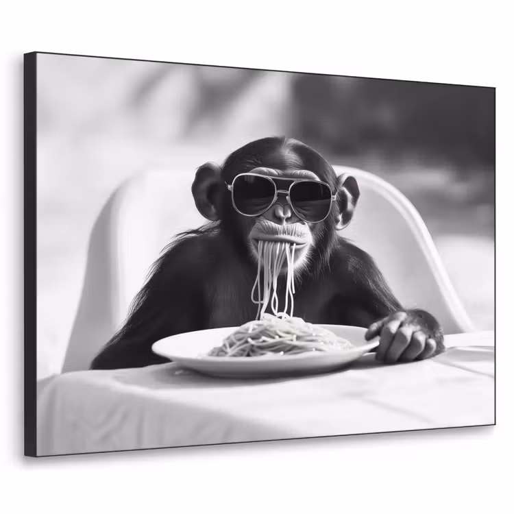 Art Frame - Aap - Spaghetti - Zonnebril - Zwart wit - Cool - Dier — 1