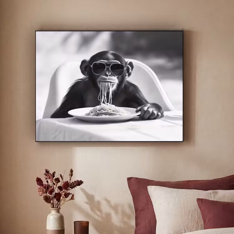 Art Frame - Aap - Spaghetti - Zonnebril - Zwart wit - Cool - Dier — 3
