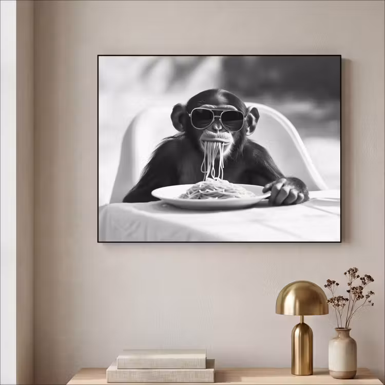 Art Frame - Aap - Spaghetti - Zonnebril - Zwart wit - Cool - Dier — 5