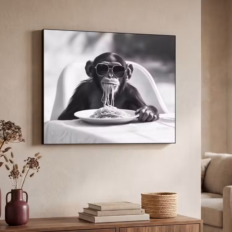Art Frame - Aap - Spaghetti - Zonnebril - Zwart wit - Cool - Dier — 7