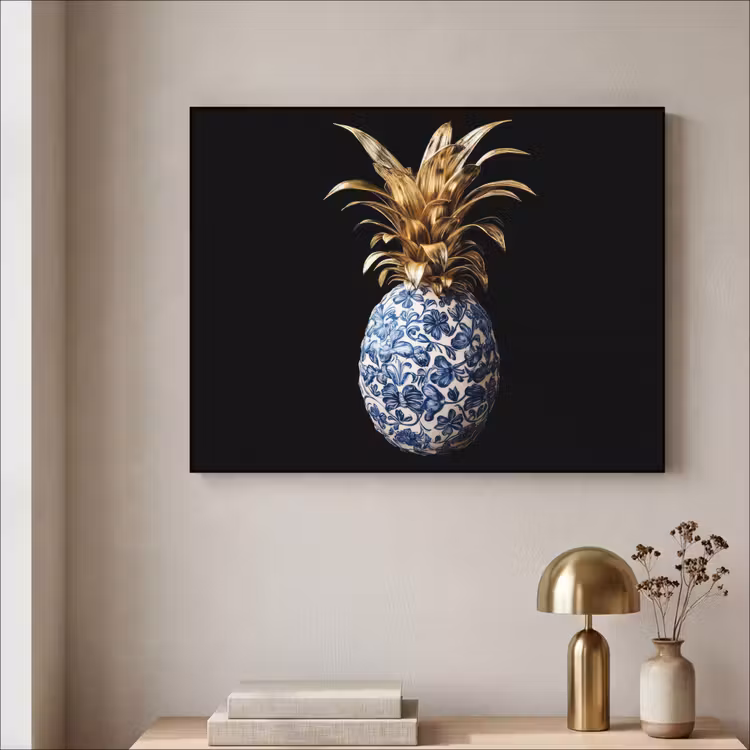 Art Frame - Ananas - Bloemen patroon - Goud - Delftsblauw — 5