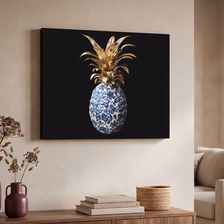 Art Frame - Ananas - Bloemen patroon - Goud - Delftsblauw — 7