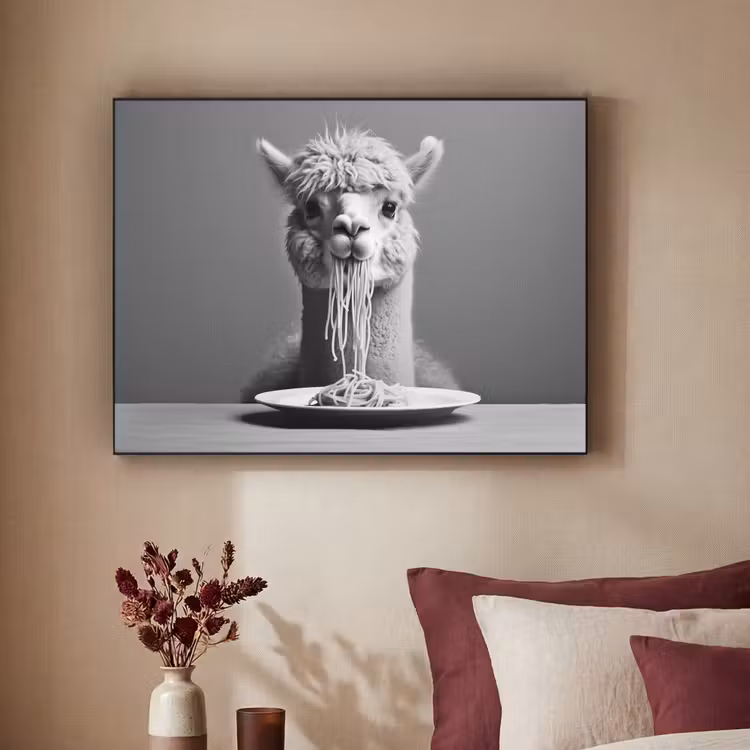 Art Frame - Alpaca - Pasta - Zwart - Wit - Grappig - Dieren — 3